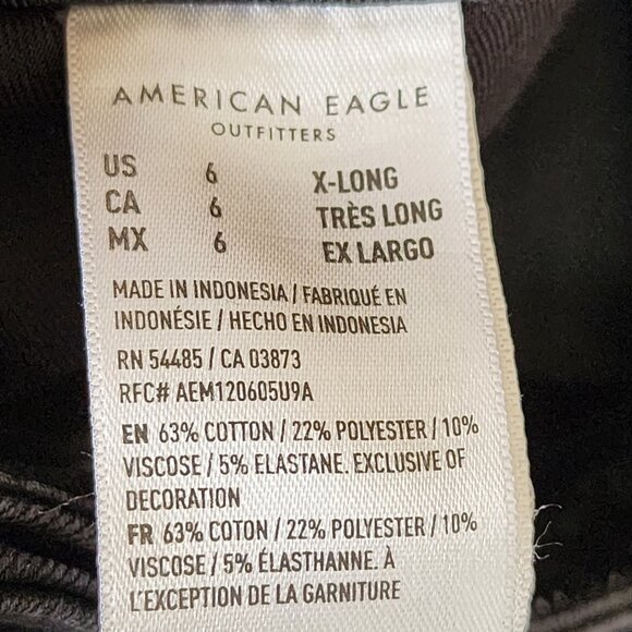 American Eagle Black Wash High Rise Jeggings X-Long - Picture 8 of 8
